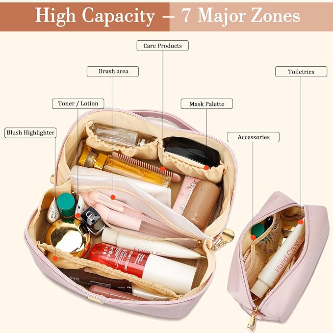 Birthday Gifts for Women Teen Girl, Personalized Initial Makeup Organizer Bag - Image 3