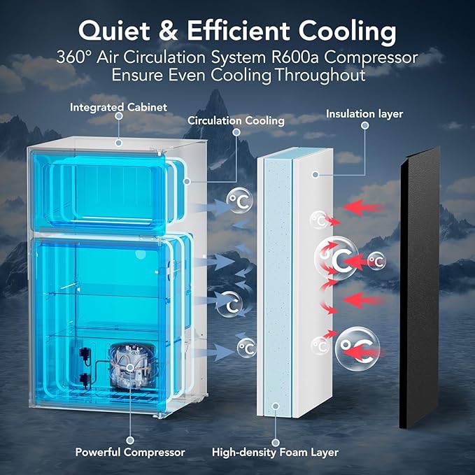 3.1 Cu.Ft Mini Fridge with Freezer, Compact Refrigerator with 2 Doors, Small - Image 5