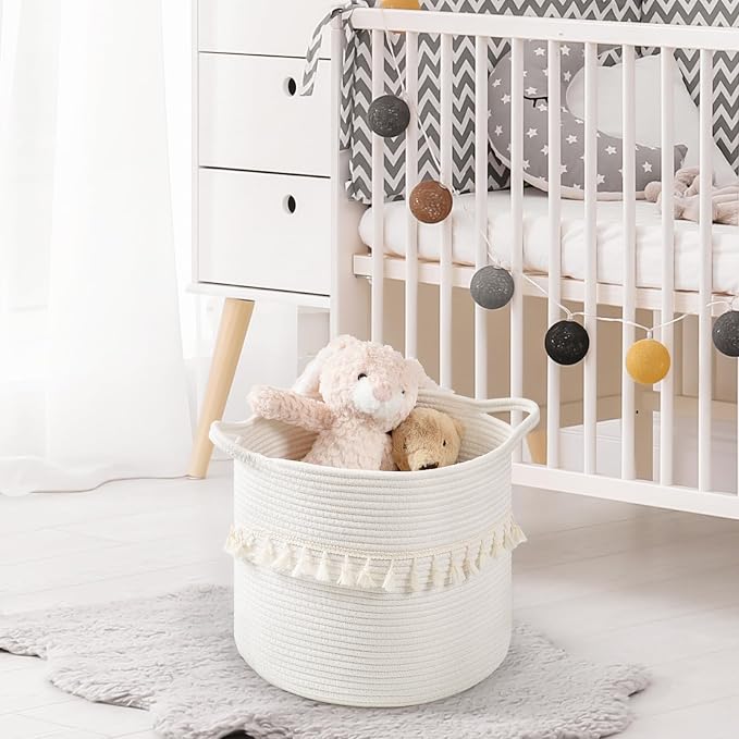 danpinera Baskets for Organizing, 3 Pack White Storage Baskets for Shelves - Image 3