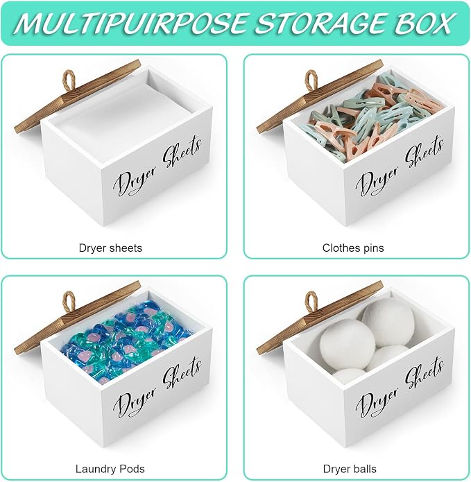 Bivvclaz Dryer Sheet Holder, Wooden Laundry Sheets Container, Laundry Room - Image 4