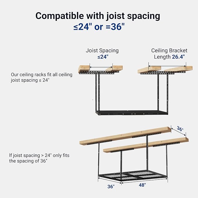 FLEXIMOUNTS 3x4FT Garage Storage Rack Overhead, Adjustable Ceiling Storage Racks - Image 2