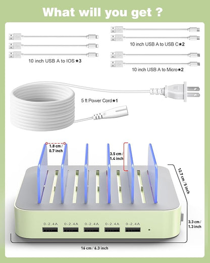 MSTJRY Charging Station for Multiple Devices : 5 Port Multi USB-A Charger - Image 7