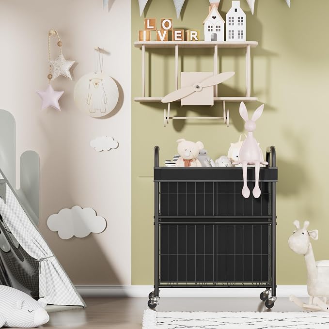 Laundry Hamper 2 Section, 110L Rolling Laundry Sorter Basket - Image 7