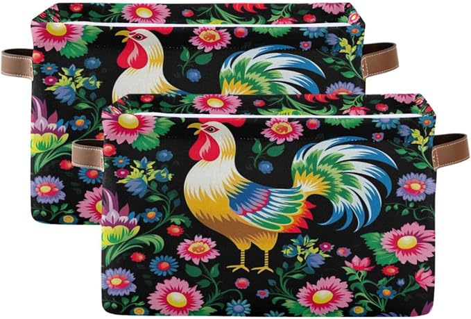 Traditional Chicken Foldable Storage Basket by LLCxigua