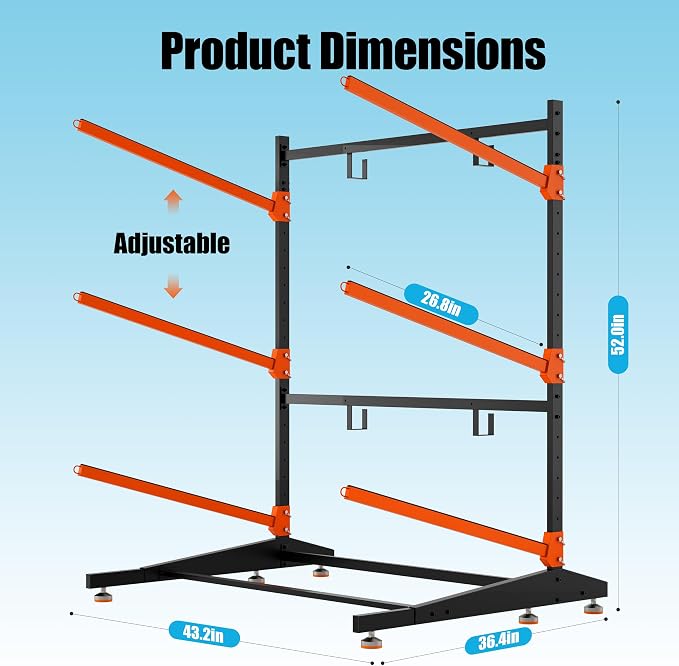 Kayak Storage Rack, Adjustable Outdoor Canoe Rack, Reinforced, and Enhanced - Image 7