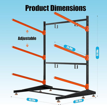 Kayak Storage Rack, Adjustable Outdoor Canoe Rack, Reinforced, and Enhanced - Image 7