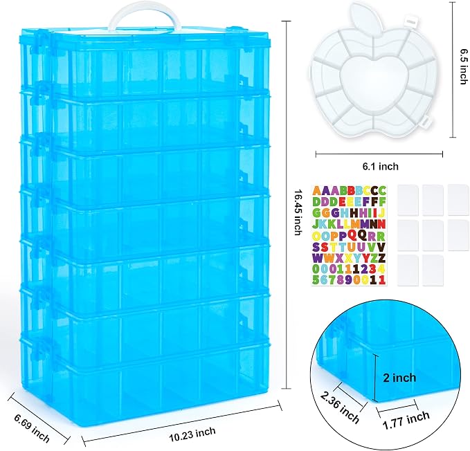 INSCRAFT 7 Layers Stackable Storage Container, 70 Adjustable Compartments - Image 3