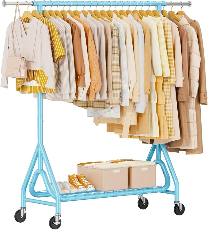 Heavy Duty Clothing Rack, Metal Clothes Rack Load 450 LBS, Rolling Coat Racks by JIEJIERUI
