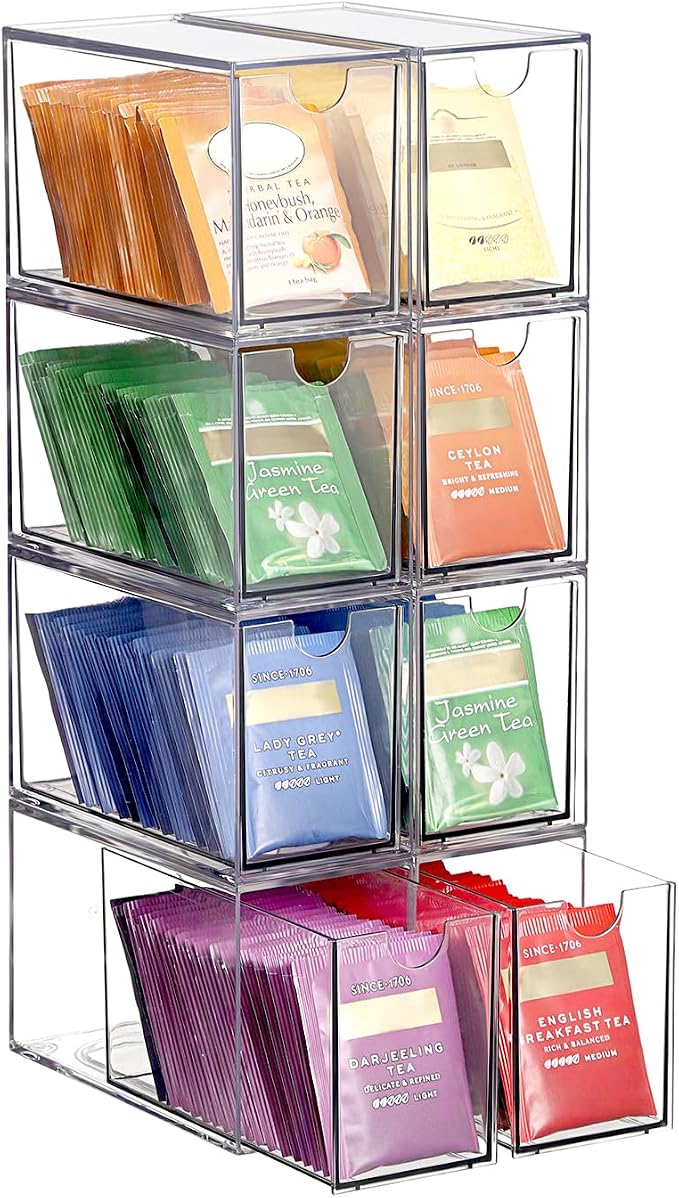 ELLDOO 8 Drawers Tea Bag Organizer, Coffee Pod Snack Storage by ELLDOO