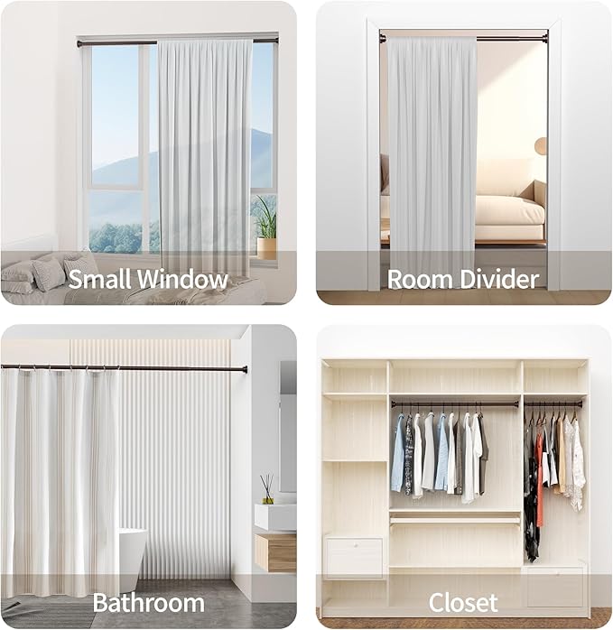 Mcrbeay Shower Curtain Rod, Non Slip Adjustable 28-46 inch No Drilling Shower - Image 7