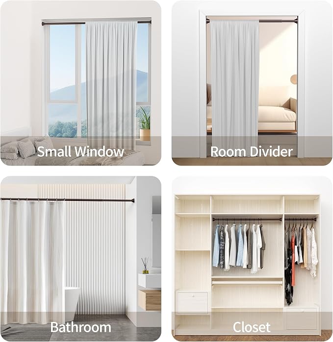 Mcrbeay Shower Curtain Rod, Non Slip No Drill Spring Loaded Curtain Rod - Image 7