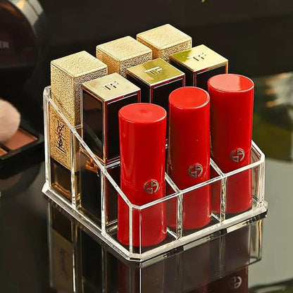 Clear Acrylic Lipstick Lip Gloss Organizer 9 Slots Small Comestic Display Holder - Image 6