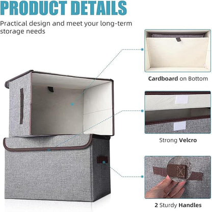 Large 22 Quart Linen Fabric Foldable Storage Bin Cube Organizer Basket - Image 2