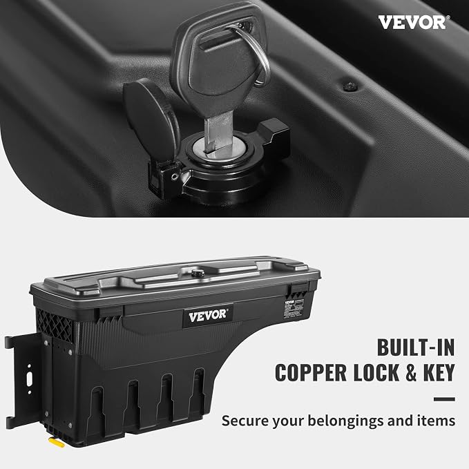 VEVOR Truck Bed Storage Box, Lockable Lid, Waterproof ABS Wheel Well Tool Box - Image 2