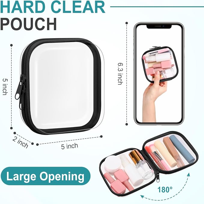 Sanwuta 6 Pcs Clear Hard Zipper Case Hard Plastic Zipper Pouches Transparent - Image 2
