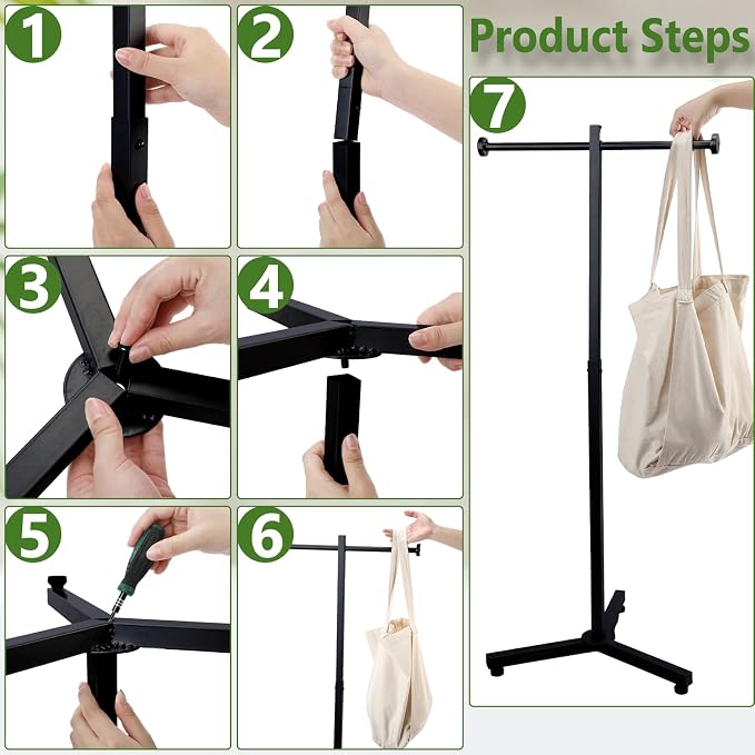 Blulu 45 Inch Adjustable Shopping Bag Rack Heavy Duty Metal Holder - Image 3