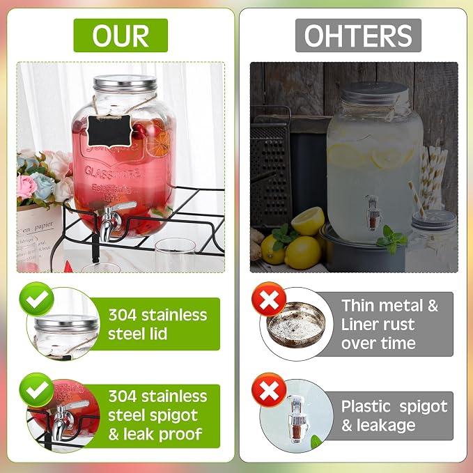 Lallisa 2 Pcs 2 Gallon Glass Drink Dispenser - Image 4