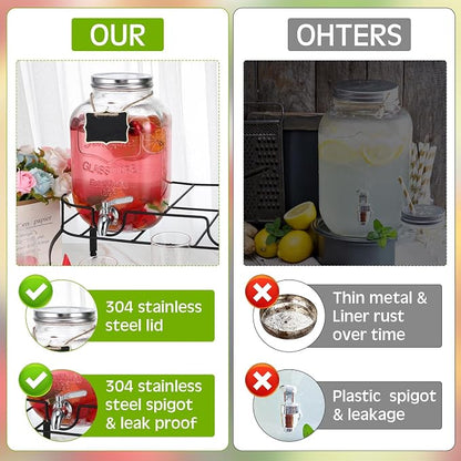 Lallisa 2 Pcs 2 Gallon Glass Drink Dispenser - Image 4