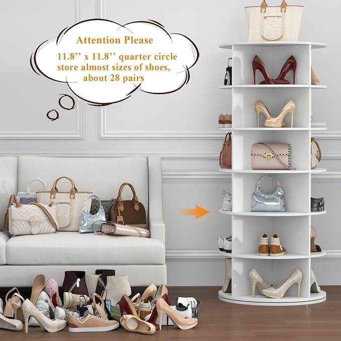 Gyfimoie Rotating Shoe Rack, 6-Tier Spinning Shoe Tower, Free Standing - Image 4