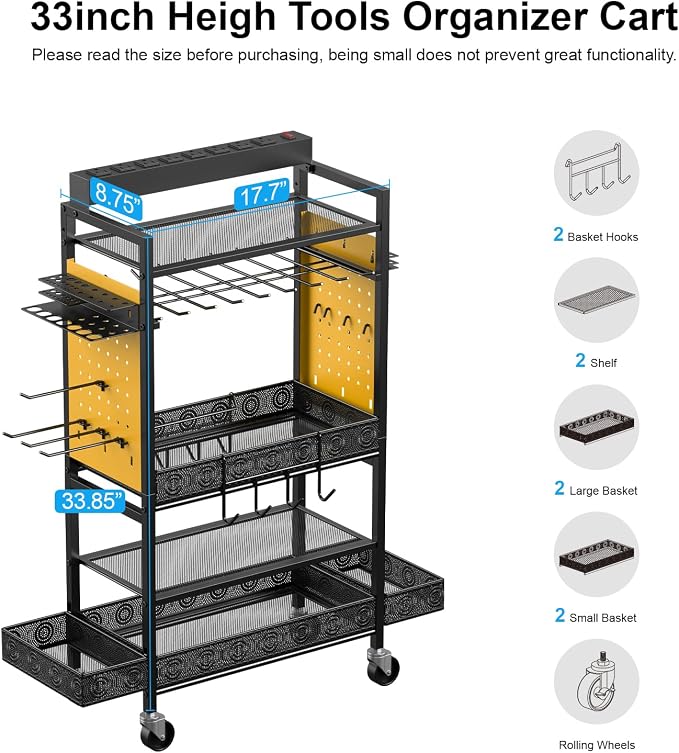 CCCEI Garage Power Tools Organizer Cart - Image 3