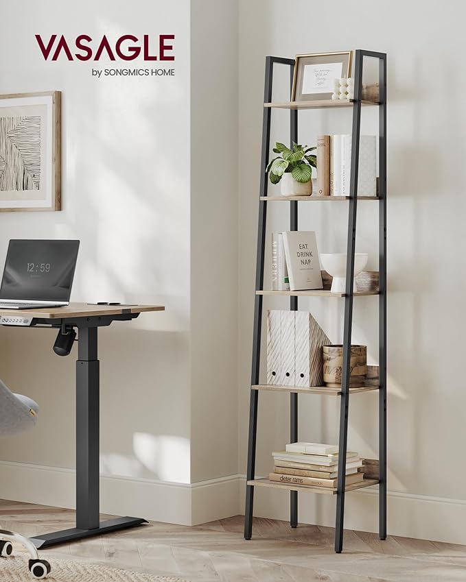 VASAGLE Bookshelf, 5-Tier Narrow Book Shelf, 11.8 x 13.3 x 66.9 Inches - Image 3