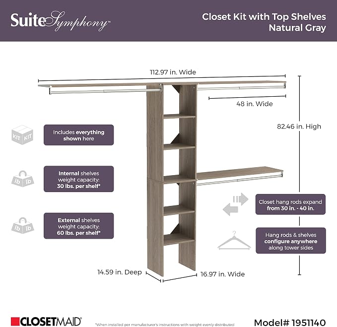ClosetMaid 1951140 SuiteSymphony 16-Inch Closet Organizer - Image 3