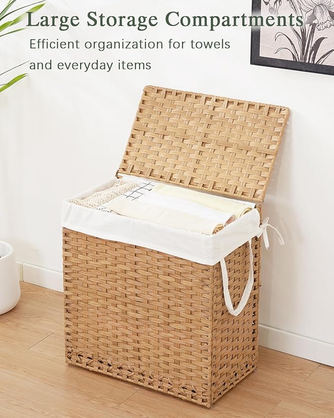 Laundry Hamper with Lid Wicker Laundry Basket 112 L Laundry Hampers Handwoven - Image 4