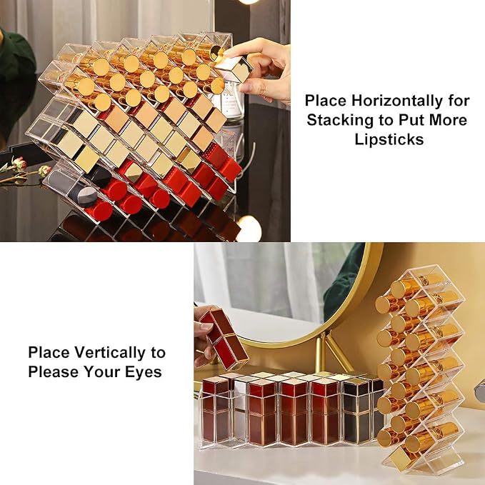 JessLab Lipstick Organizers, Acrylic Holder Lip Gloss Tower Clear Cosmetic Fish - Image 3