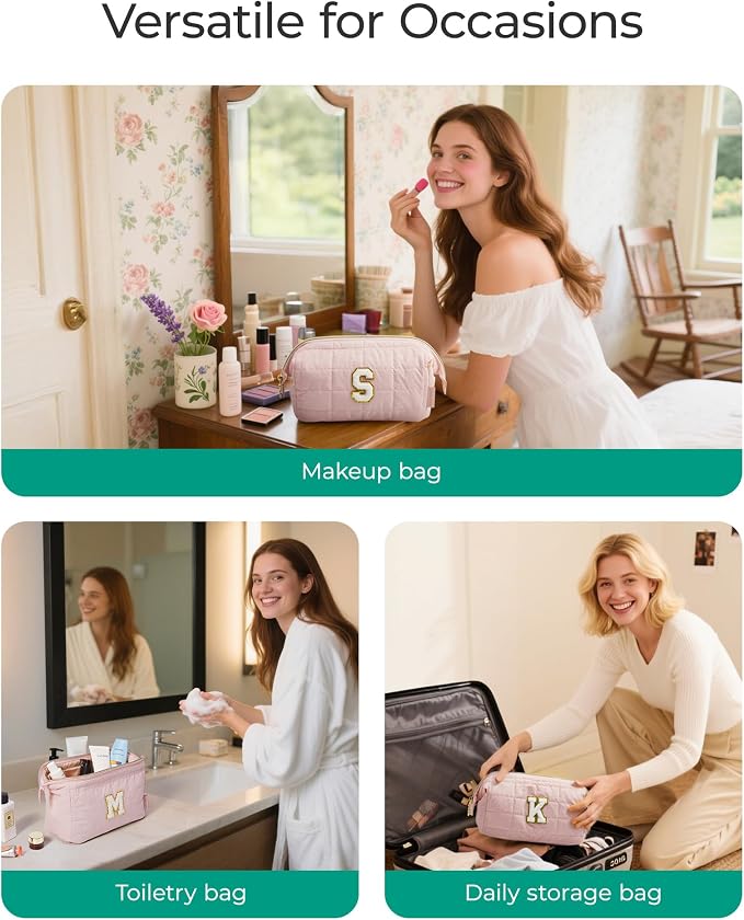BAGSMART Birthday Gifts Personalized Initial Makeup Bag, Trendy Stuff Gifts - Image 7