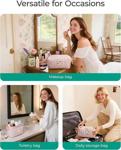 BAGSMART Birthday Gifts Personalized Initial Makeup Bag, Trendy Stuff Gifts - Image 7