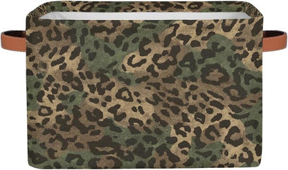 Pardick Leopard Cheetah Vintage Basket Storage Bins Large Fabric Toys Storage by Pardick