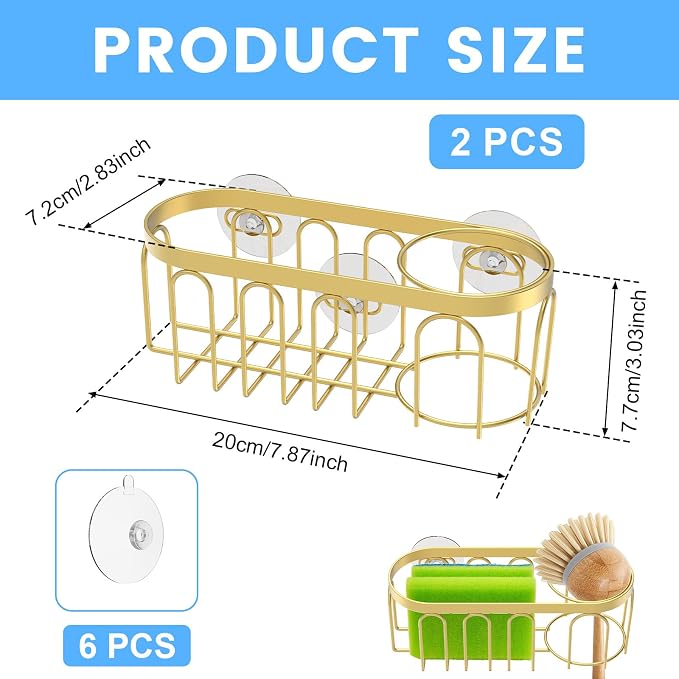 2Pcs Kitchen Sink Sponge Holder 304 Stainless Steel Suction Cup Sink Drain Rack - Image 2