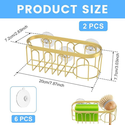 2Pcs Kitchen Sink Sponge Holder 304 Stainless Steel Suction Cup Sink Drain Rack - Image 2