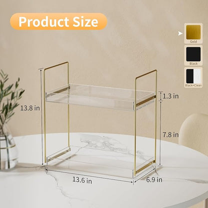 Bathroom Countertop Organizer, 2 Tier Acrylic Tray Vanity Counter Skincare - Image 2