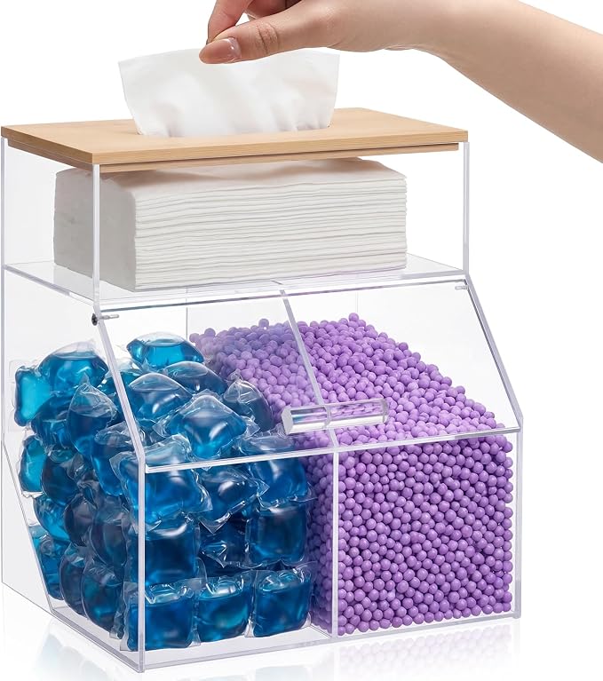 Juexica 3 in 1 Laundry Pods Container & Dryer Sheet Holder & Fragrance Beads by Juexica