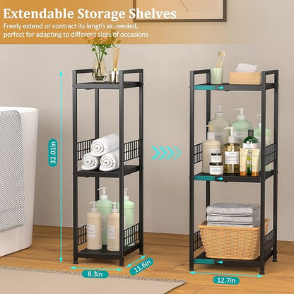 DAOUTIME 3-Tier Metal Shelving Unit, Expandable, Free-Standing, Open Floor - Image 3