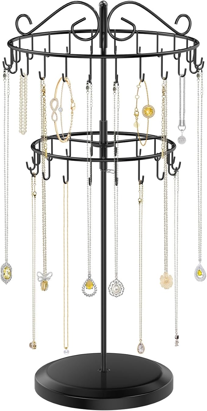 iDavosic.ly 2 Tier Rotating Necklace Holder Organizer by iDavosicly