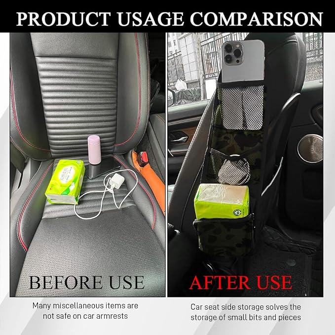 Car Seat Side Organizer, Seat Side Storage Pocket, Car Multi-Pockets Backseat - Image 4