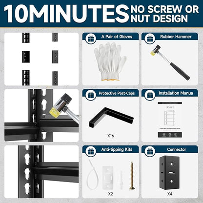5-Tier 60”D X 24”W X 72”H Heavy Duty Shelving 3000LBS Garage Storage Rack Heavy - Image 8