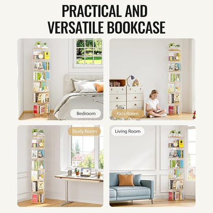 TAKEKIT 6-Tier Rotating Bookshelf, 360° Spinning Book Shelf Tower - Image 7