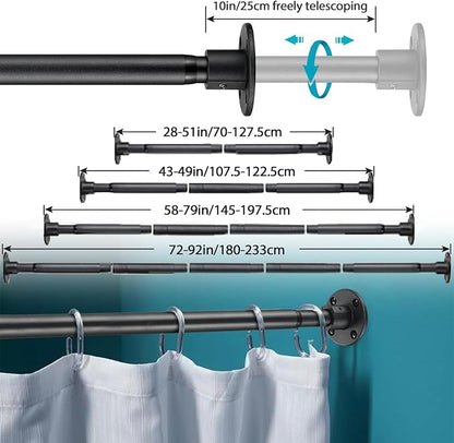 Closet Rods, 28-92 inch Adjustable Size, Screw Fixing Connection, - Image 5