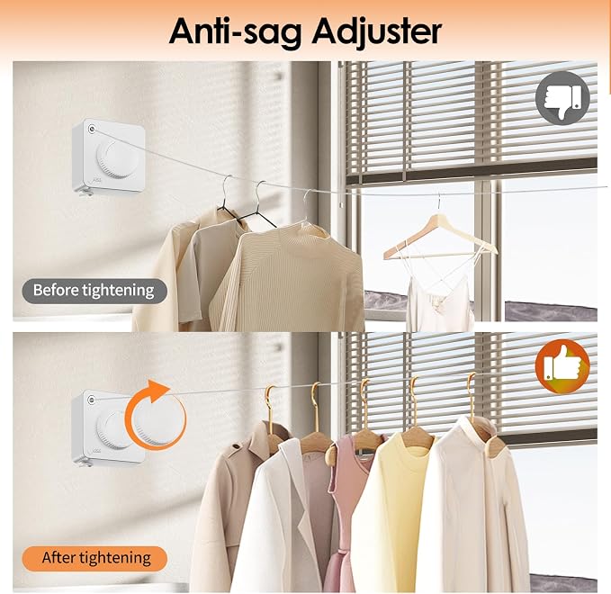 Yejay Retractable Clothesline Indoor, Non-Sagging Clothes Line Retracting - Image 3