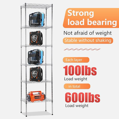 FDW 6 Tier Wire Shelving 17L x 12W x 64H Pantry Shelves Storage Rack Shelving - Image 6