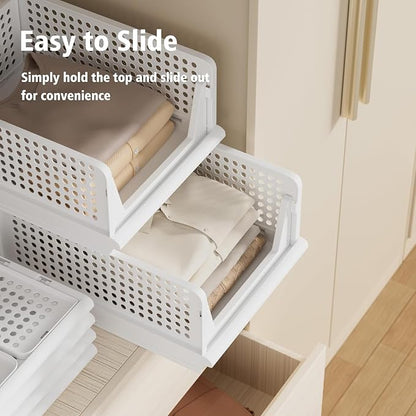 Proarea 5 Pack Stackable Storage Bins, Closet Organizers and Storage, Foldable - Image 3