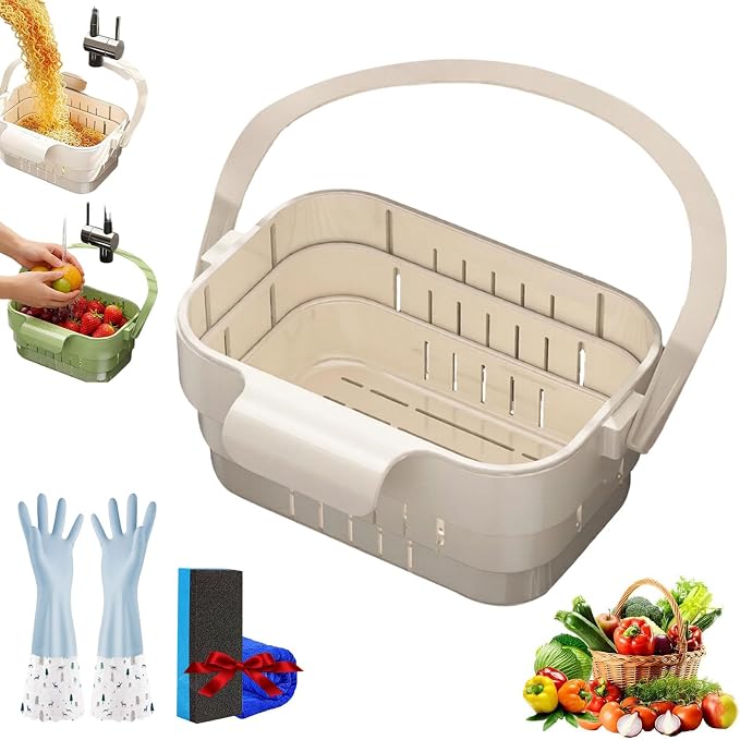 Foldable Hanging Kitchen Sink Drain Basket, 2-in-1 Foldable Sink Colander by AODGHC