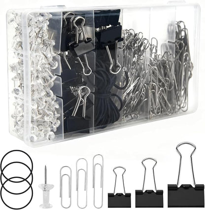 500 PCS Paper Binder and Clips Assorted Sizes Set, Office Supplies by Unknown