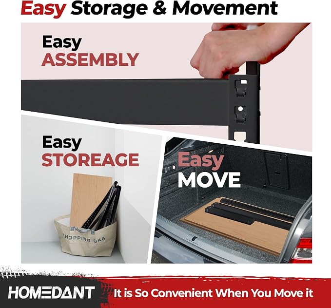 HOMEDANT 5 Tier Storage Shelves Adjustable Laminated Boltless Garage Metal - Image 6