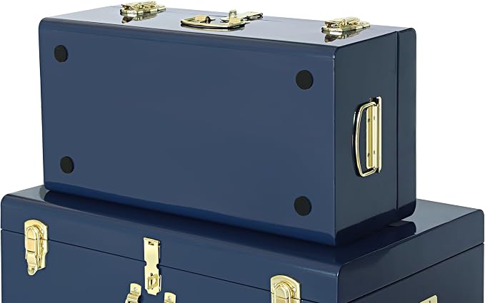 Vixdonos Decorative Large Metal Box Storage Trunk Chest Set of 2 College Dorm - Image 3