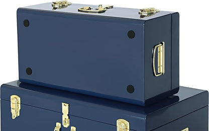 Vixdonos Decorative Large Metal Box Storage Trunk Chest Set of 2 College Dorm - Image 3