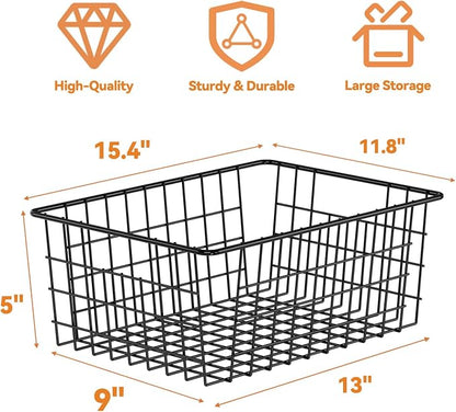 6 Pack Metal Wire Baskets, 15.4" x 11.8" Large Storage Basket - Image 3
